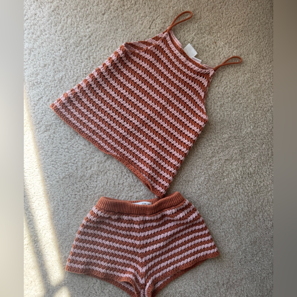 Striped Knit Tank and Shorts Set